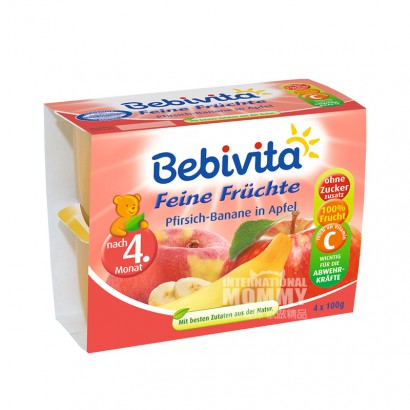 [2 buah] Bebivita Jerman apple peach puree cup buah selama lebih dari ...