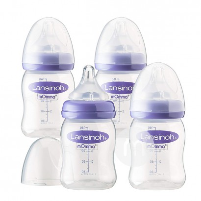 Lansinoh Amerika berkaliber kaliber anti perut kembung botol bayi empat paket 160 ml untuk lebih dari 1 bulan Versi luar