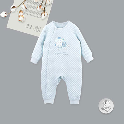 Verantwortung jantan dan betina bayi katun organik baju monyet one-piece blue