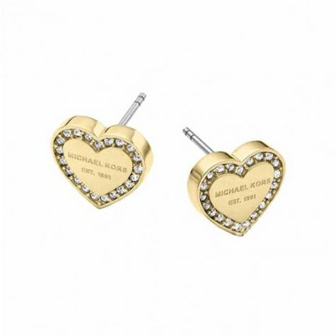 MICHAEL KORS American Golden Heart Crystal Stud Earrings Versi Luar Ne...