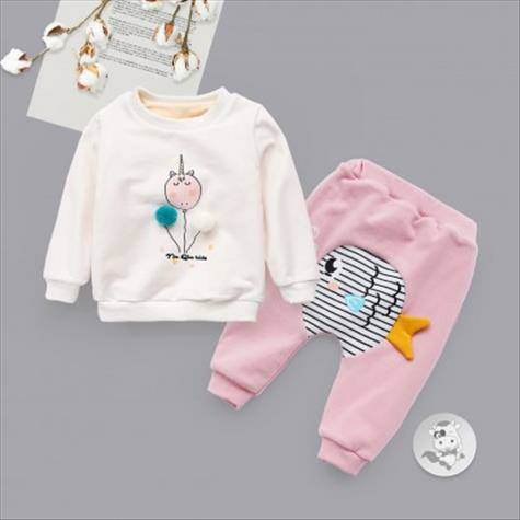 [2 pieces] Verantwortung bayi laki-laki dan perempuan kecil balon pullover ditambah sweater beludru putih + ikan gelembu