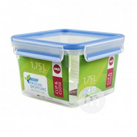 kotak makanan ringan plastik EMSA Jerman persegi dengan tutup dan kotak segar-menjaga versi 1.75L di luar negeri