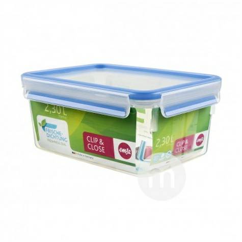 kotak makanan ringan plastik EMSA Jerman persegi dengan tutup kotak segar versi 2.3L luar negeri