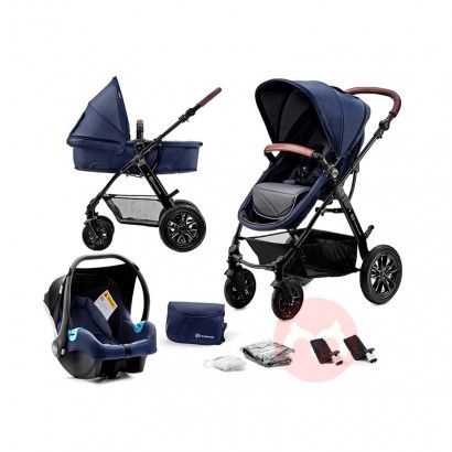 Kinderkraft Tiga dalam satu multi-fungsi bayi stroller baju biru gelap