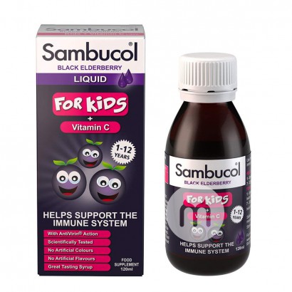 [2 buah] Sambucol British Black Elderberry Syrup berusia 1-12 tahun dengan VC Overseas Version