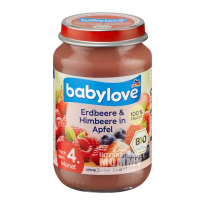 [2 Buah] Babylove Jerman Organik Apple Raspberry Strawberry Mud Lebih Dari 4 Bulan Versi Luar Negeri