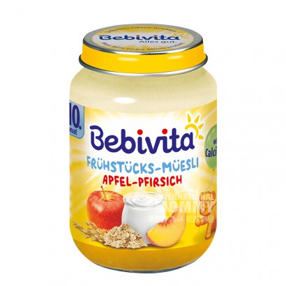 [2 buah] Bebivita apel Jerman persik yogurt oat lumpur campuran selama lebih dari 10 bulan versi luar negeri