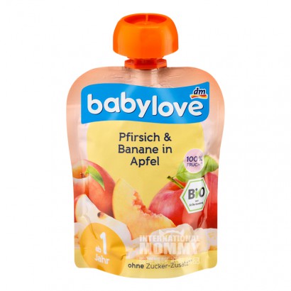 [4 Buah] Babylove Jerman Organik Apple Peach Pisang Haluskan 90g Versi Luar Negeri