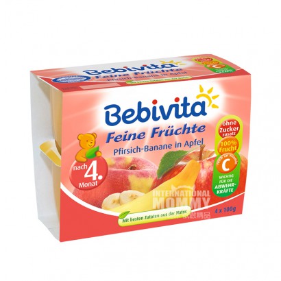 [2 buah] Bebivita Jerman apple peach puree cup buah selama lebih dari 4 bulan Versi Luar Negeri