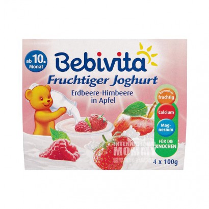 [4 buah] Bebivita yogurt Jerman stroberi pure apel cangkir buah selama lebih dari 10 bulan versi luar negeri