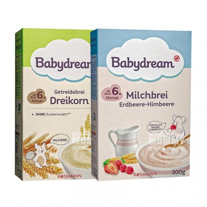 [4 lembar] Babydream Babydream Jerman Tepung Beras Sereal Organik * 2 + Susu Strawberry Tepung Beras Raspberry * 2 Lebih