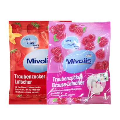 [4 buah] Mivolis Jerman Mivolis Multivitamin + Glukosa Lollipop Rasa Strawberry * 2 + Rasa Raspberry * 2 Versi Luar Nege