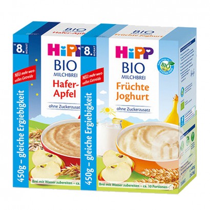 [2 bungkus] HiPP Jerman Organik Oatmeal Apple Selamat Malam Tepung Beras + Buah Organik Yogurt Tepung Beras 450g Versi L