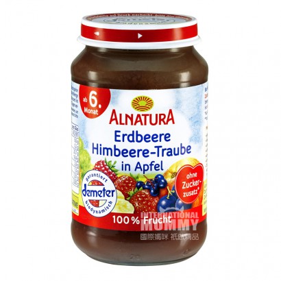 ALNATURA Jerman Organik Strawberry Raspberry Grape Apple Puree * 6 Ver...