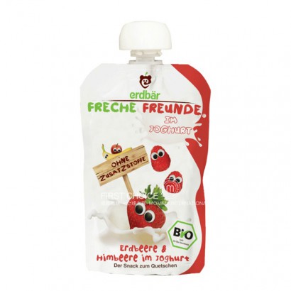 Erdbar pure anak-anak organik Jerman hisap yogurt rasa stroberi * 6 di...