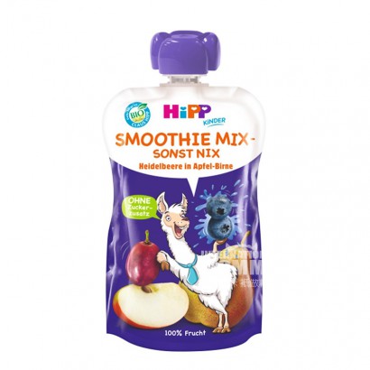 HiPP Jerman Organik Apple Pear Blueberry Suction Music 120g * 6 Versi Luar Negeri