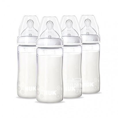 NUK Jerman NUK mulut lebar botol plastik bayi PP empat potong set 300ml versi 0-6 bulan di luar negeri