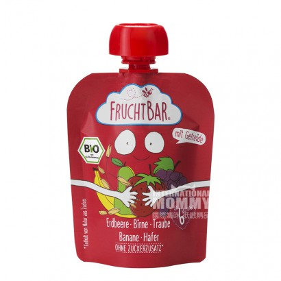 FRUCHTBAR Jerman FRUCHTBAR Organik Strawberry Pear Oatmeal Lumpur Menyedot Lok Lebih dari 6 Bulan 100g * 8 Versi Luar Ne