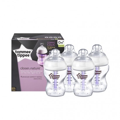 Tommee Tippee Inggris mulut lebar anti-perut kembung botol bayi 4 * 260 ml versi 0-3 bulan di luar negeri
