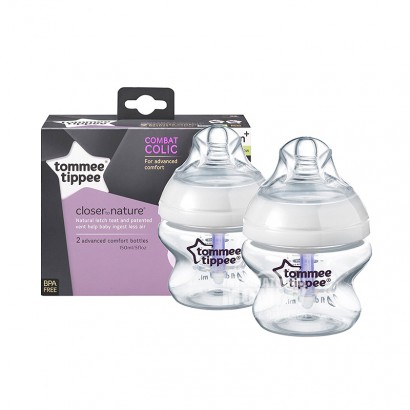 Tommee Tippee Inggris mulut lebar anti-kembung perut botol bayi 2 * 150 ml versi 0-3 bulan di luar negeri