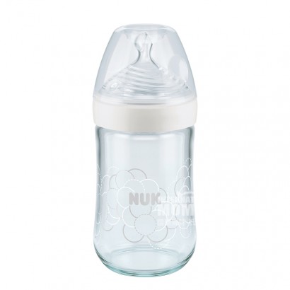NUK Jerman NUK ultra-lebar botol susu kaca silikon puting 240ml 0-6 bulan putih versi luar negeri