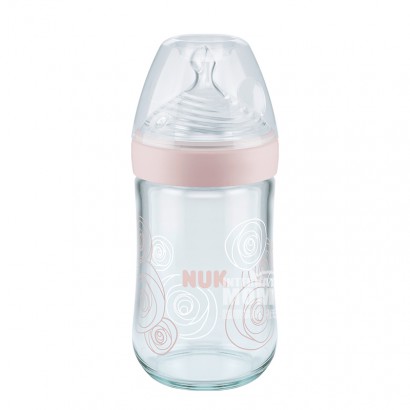 NUK Jerman NUK botol susu kaca ultra lebar mulut puting silikon 240ml 0-6 bulan pink di luar negeri