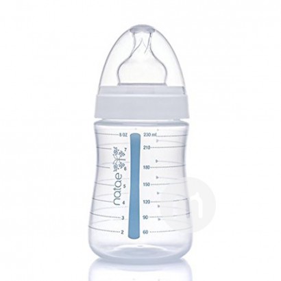 Natae France Natae mulut lebar-puting silikon botol susu PP 230ml 6-18 bulan di luar negeri