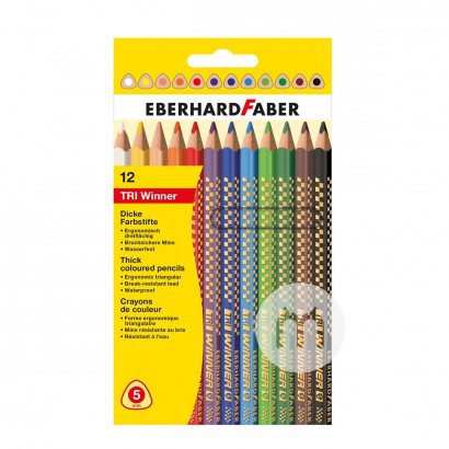 EBERHARD FABER Jerman EBERHARD FABER Segitiga Pensil warna untuk anak-anak 12 Pack Versi Luar Negeri