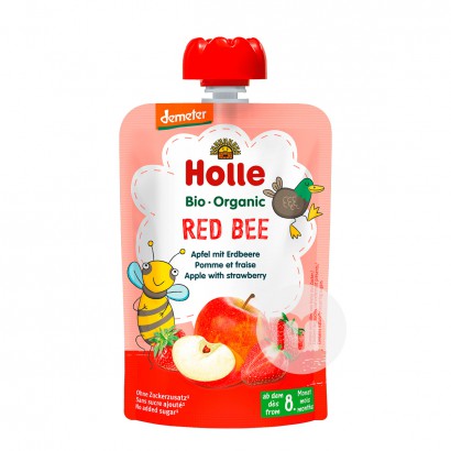 Holle Jerman Strawberry Organik Apel Haluskan 100g * 6 Versi Luar Negeri