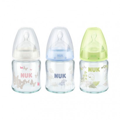 NUK Jerman NUK kaca mulut lebar Botol susu Puting silikon 120 ml 0 - 6 bulan warna acak rambut versi luar negeri