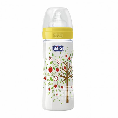 Chicco Italy bayi mulut lebar botol plastik PP 330 ml dot silikon 4 bu...