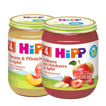 [4 pieces] HiPP Jerman Organik Pisang Kuning Peach Apple Pure * 2 + St...