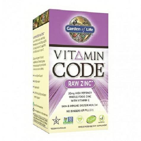 Garden of Life Amerika Vitamin Zinc Element 60 Kapsul Versi Luar Neger...