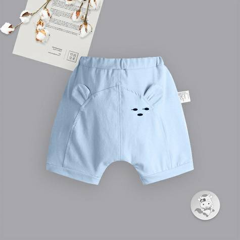 Verantwortung bayi laki-laki dan perempuan sederhana tiga titik beruang musim panas celana pendek PP biru
