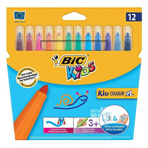 BIC KIDS Grafiti bayi tanpa rasa beracun Perancis 12 warna pena warna air versi luar negeri selama 3 tahun