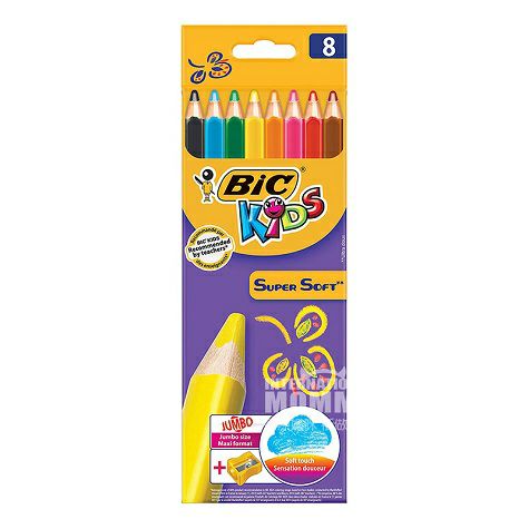 BIC KIDS Pensil bayi Prancis non-toksik dan hambar grafiti 8 warna + r...
