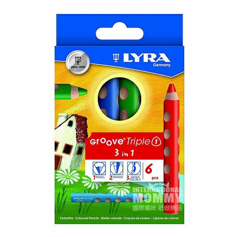 LYRA Pensil warna segitiga anak-anak Jerman yang mudah dipegang 6 pcs edisi luar negeri