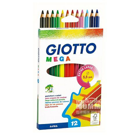 GIOTTO Italia GIOTTO segitiga besar batang tebal lukisan grafiti pensil warna 12 warna versi luar negeri