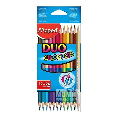 Maped 12 pensil dua warna berkepala dua di Perancis edisi luar negeri