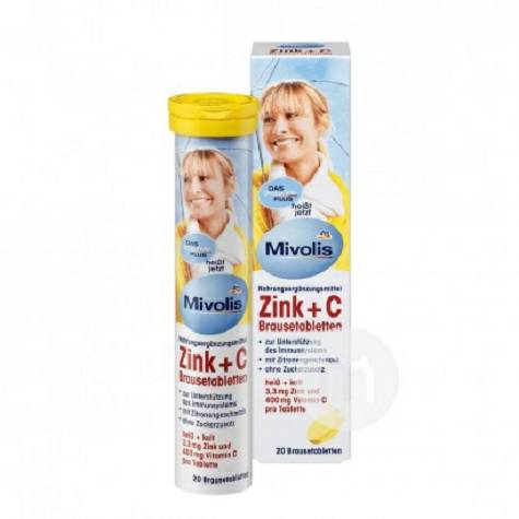 Mivolis German Mivolis Lemon Flavoured Zinc + Vitamin C Effervescent Tablet Versi Luar Negeri