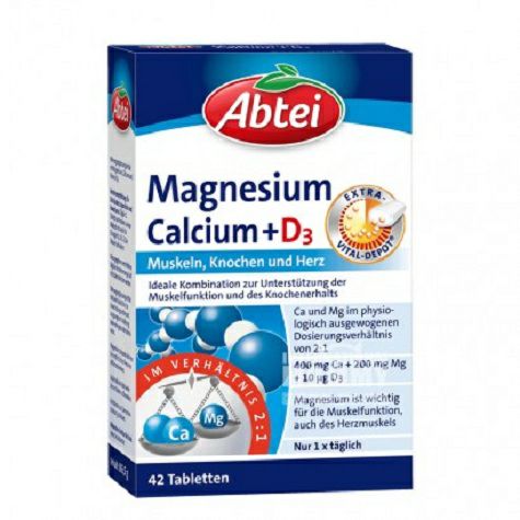 Abtei Jerman Abtei vitamin D3 + kalsium magnesium tablet nutrisi keseh...