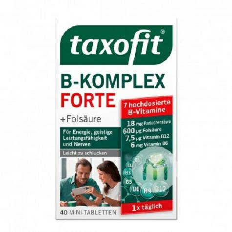 Taxofit Jerman Taxofit Vitamin B Family + Tablet Nutrisi Senyawa Asam Folat 40 Versi Luar Negeri