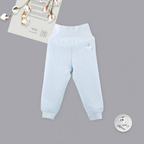 Verantwortung Anak Laki-laki dan Perempuan Bayi Katun Organik Leher Pinggang Tinggi Celana Biru (Paket 2 Piece)