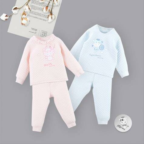 [2 potong] Verantwortung jantan dan betina bayi celana kemeja katun organik jas biru + pink