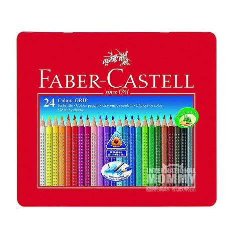 FABER－CASTELL Jerman 24-warna menangani warna kotak besi pensil warna ...