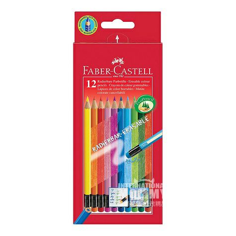 FABER  ASTELL Germany Pensil penghapus 12 warna yang dapat dihapus edi...