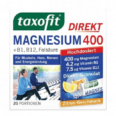 Taxofit Jerman Taxofit Magnesium 400 + Vitamin B Group + Asam Folat 800 Senyawa Nutrisi Senyawa 20 paket Versi Luar Nege