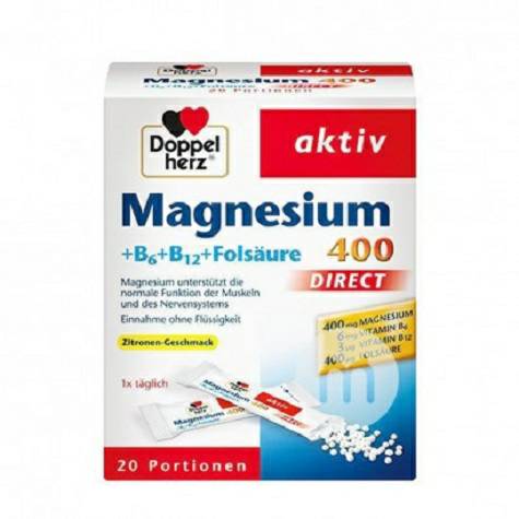 Doppelherz Jerman magnesium + vitamin B6 + B12 + partikel nutrisi asam folat 20 bags versi luar negeri