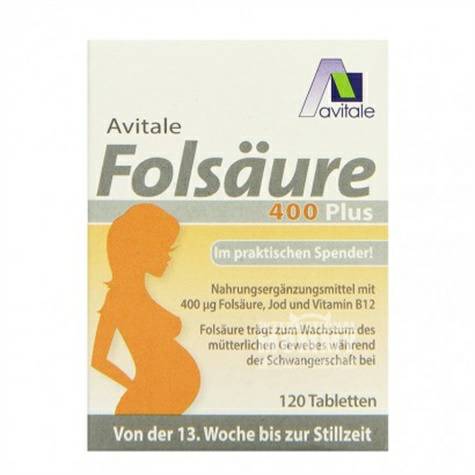Avitale Jerman Avitale Folic Acid 400ug + Vitamin B12 + Tablet Yodium Versi Luar Negeri