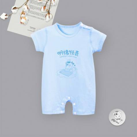 Verantwortung bayi laki-laki dan perempuan Cina budaya halus kapas musim panas tipis jumpsuit biru muda
